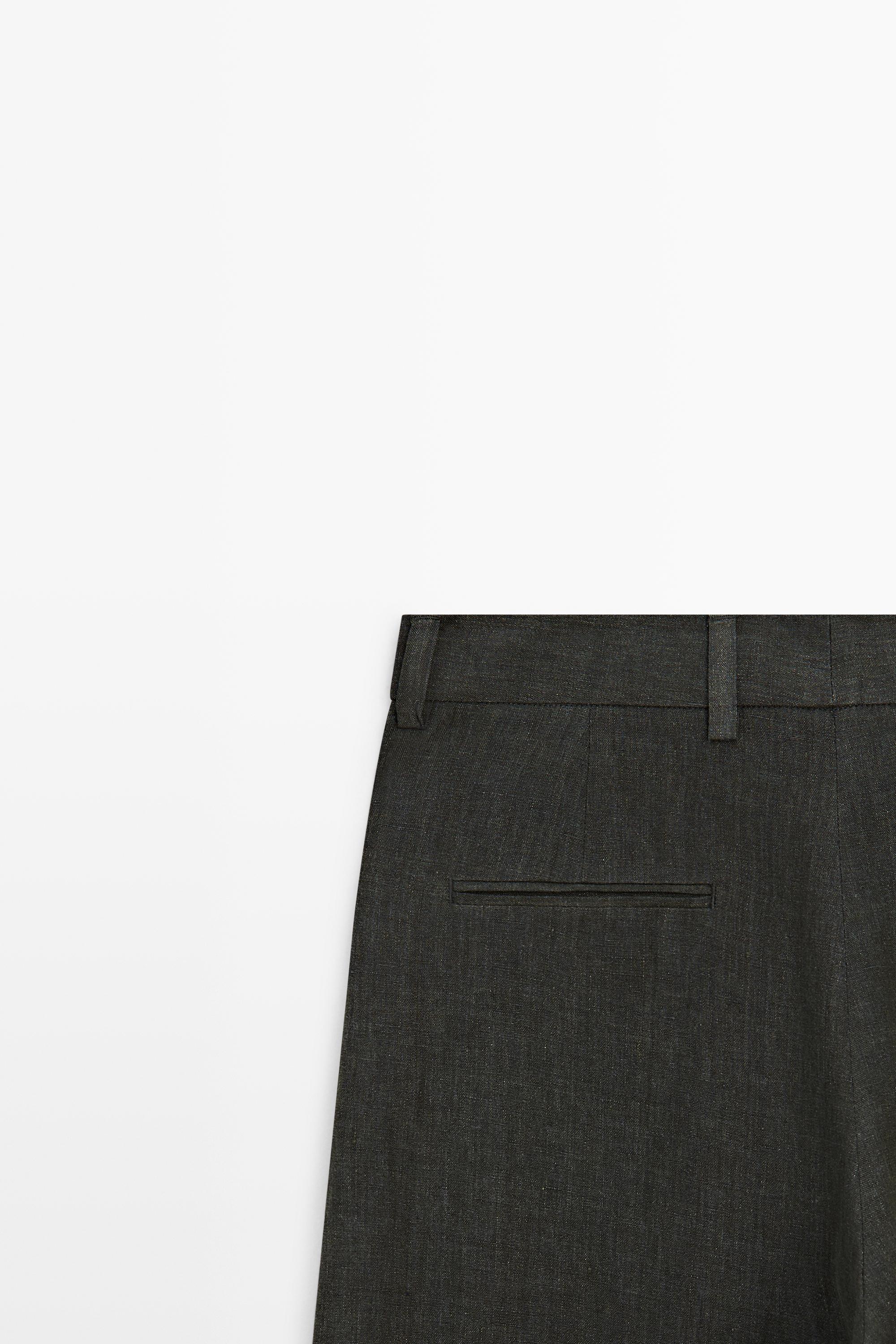 Melange trousers with linen side piece